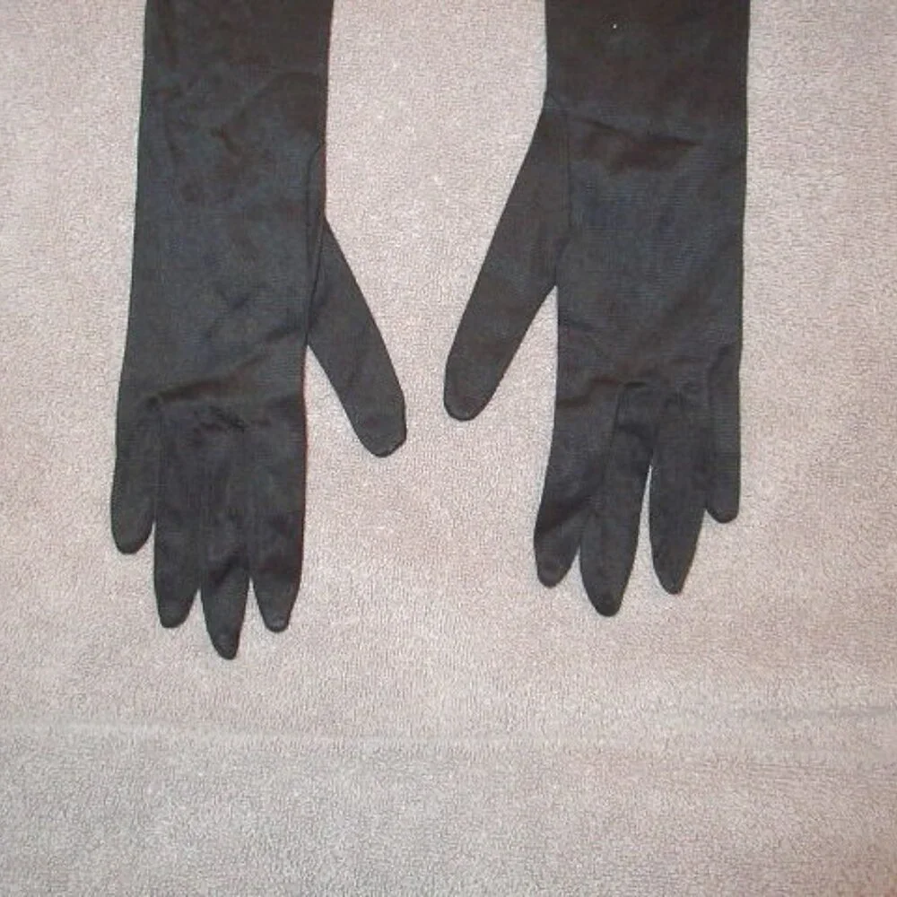 Vtg Long Satin Opera Gloves 6 Formal Elegant Evening Wear Hollywood Regency 60s